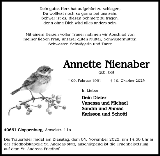 Anzeige von Annette Nienaber von OM-Medien