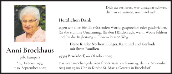 Anzeige von Anni Brockhaus von OM-Medien