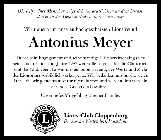 Anzeige von Antonius Meyer von OM-Medien