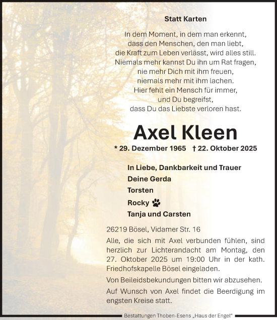Anzeige von Axel Kleen von OM-Medien