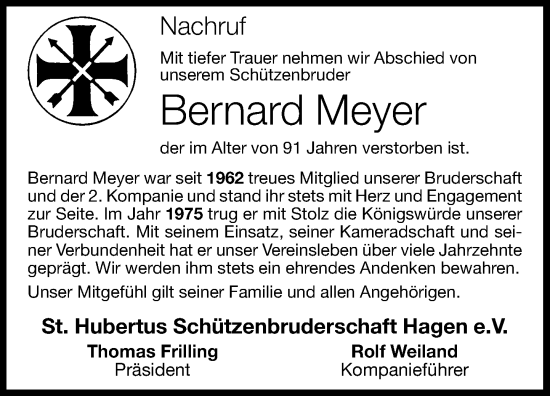 Anzeige von Bernard Meyer von OM-Medien