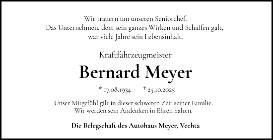 Anzeige von Bernard Meyer von OM-Medien
