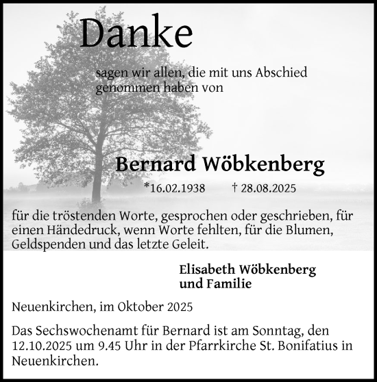 Anzeige von Bernard Wöbkenberg von OM-Medien