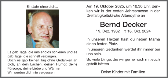 Anzeige von Bernd Decker von OM-Medien
