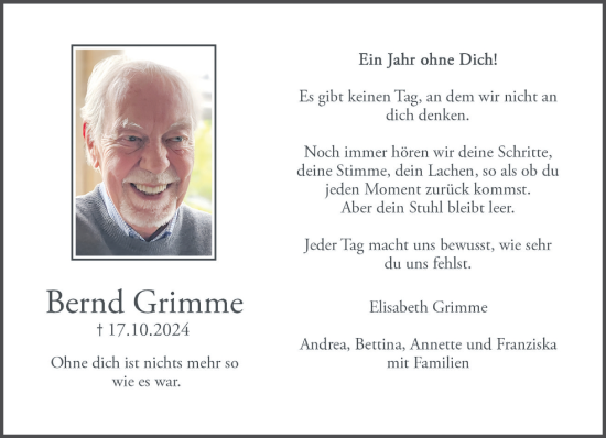 Anzeige von Bernd Grimme von OM-Medien