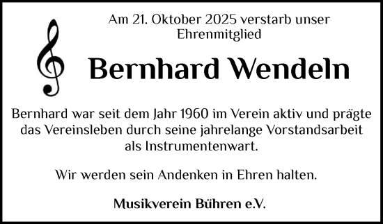 Anzeige von Bernhard Wendeln von OM-Medien