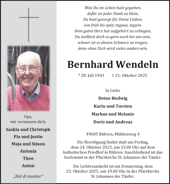 Anzeige von Bernhard Wendeln von OM-Medien