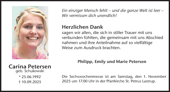 Anzeige von Carina Petersen von OM-Medien