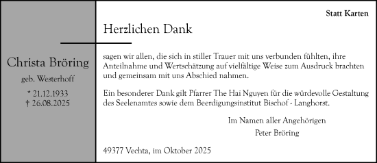 Anzeige von Christa Bröring von OM-Medien