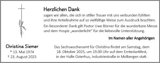 Anzeige von Christina Siemer von OM-Medien
