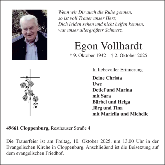 Anzeige von Egon Vollhardt von OM-Medien