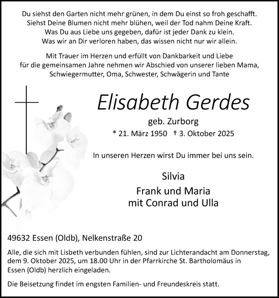Anzeige von Elisabeth Gerdes von OM-Medien