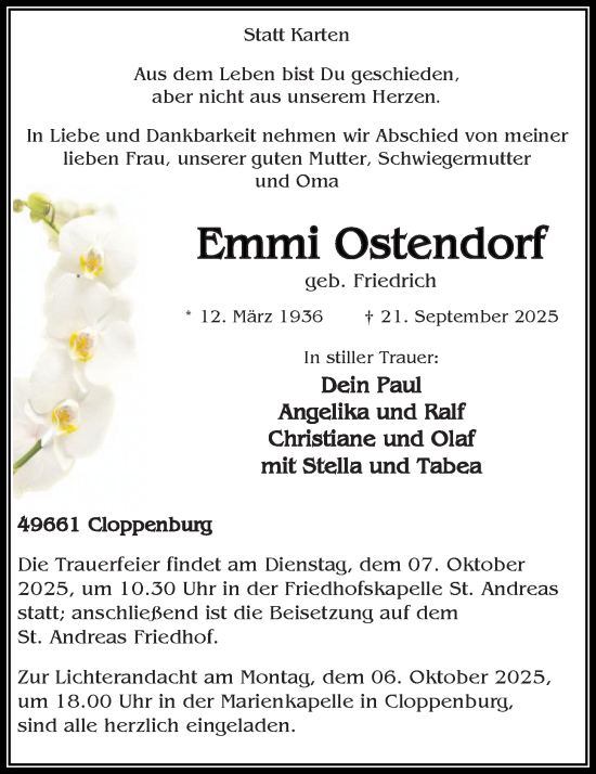 Anzeige von Emmi Ostendorf von OM-Medien