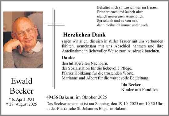 Anzeige von Ewald Becker von OM-Medien