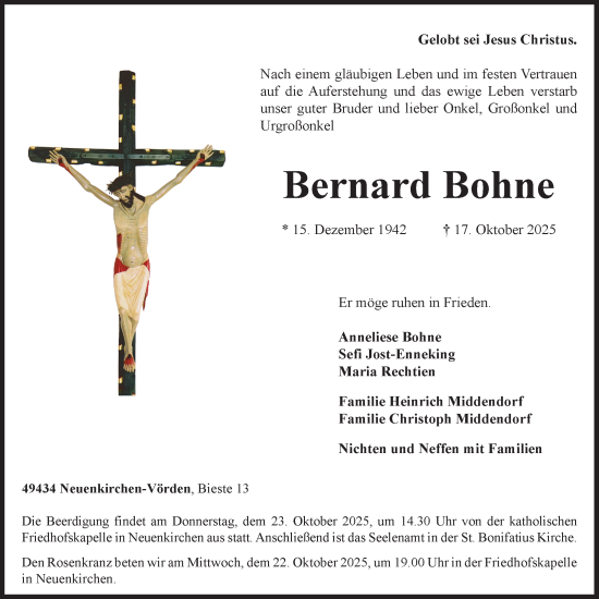 Anzeige von Bernard Bohne von OM Medien