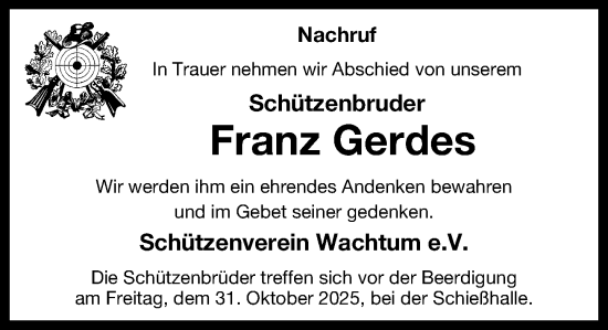 Anzeige von Franz Gerdes von OM-Medien