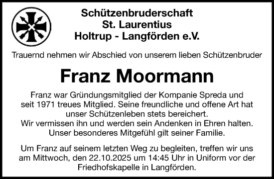 Anzeige von Franz Moormann von OM-Medien