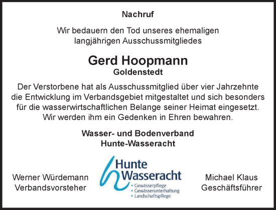 Anzeige von Gerd Hoopmann von OM-Medien