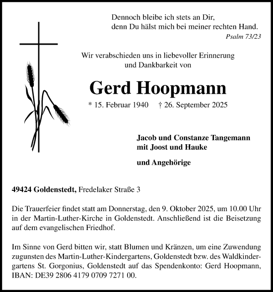Anzeige von Gerd Hoopmann von OM-Medien