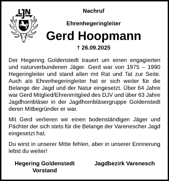 Anzeige von Gerd Hoopmann von OM-Medien