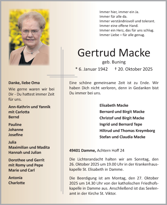 Anzeige von Gertrud Macke von OM-Medien