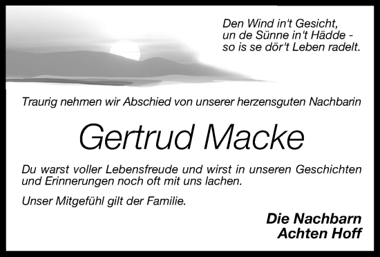 Anzeige von Gertrud Macke von OM-Medien