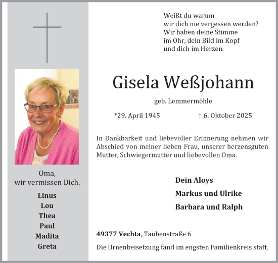 Anzeige von Gisela Weßjohann von OM-Medien