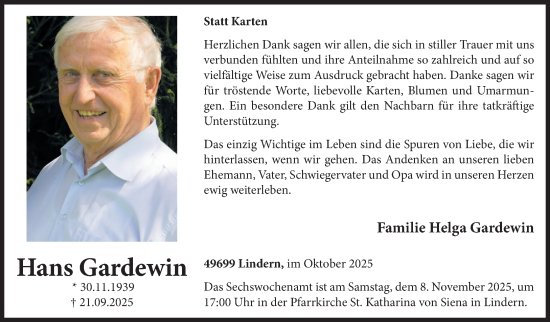 Anzeige von Hans Gardewin von OM-Medien