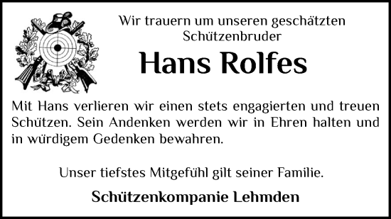 Anzeige von Hans Rolfes von OM-Medien