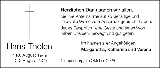 Anzeige von Hans Tholen von OM-Medien