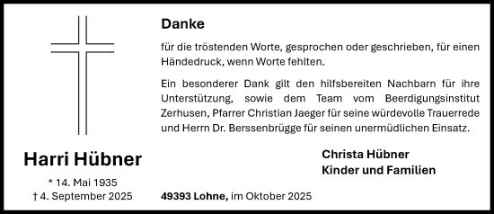 Anzeige von Harri Hübner von OM-Medien