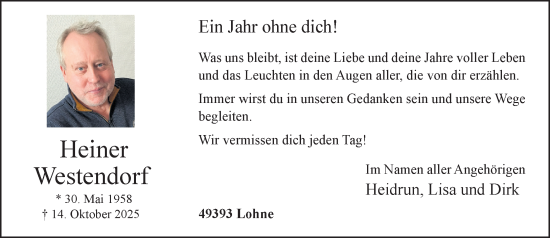 Anzeige von Heiner Westendorf von OM-Medien