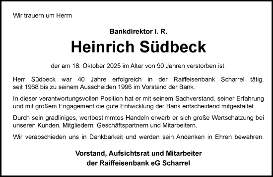 Anzeige von Heinrich Südbeck von OM-Medien