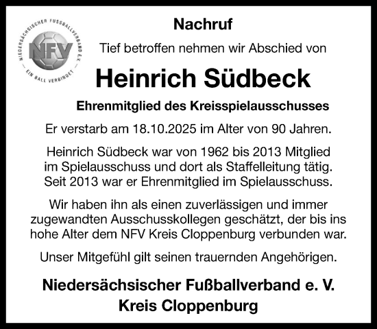 Anzeige von Heinrich Südbeck von OM-Medien
