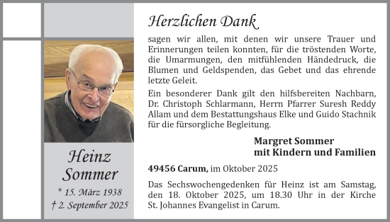 Anzeige von Heinz Sommer von OM-Medien