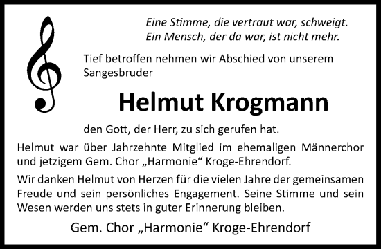 Anzeige von Helmut Krogmann von OM-Medien