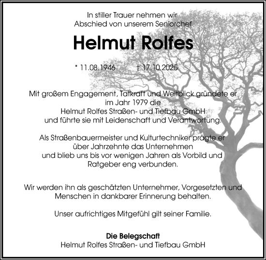 Anzeige von Helmut Rolfes von OM-Medien