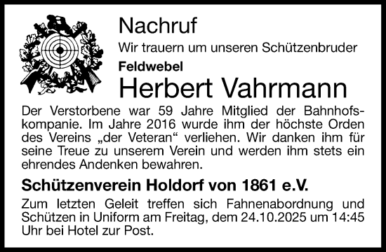 Anzeige von Herbert Vahrmann von OM-Medien