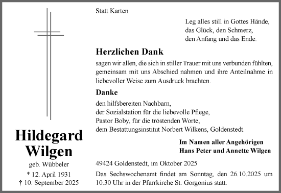 Anzeige von Hildegard Wilgen von OM-Medien