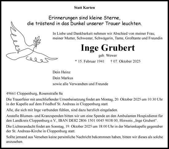 Anzeige von Inge Grubert von OM-Medien