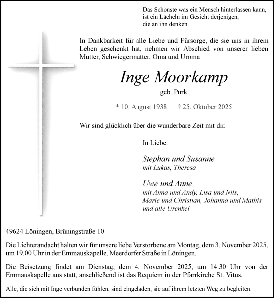 Anzeige von Inge Moorkamp von OM-Medien