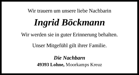 Anzeige von Ingrid Böckmann von OM-Medien