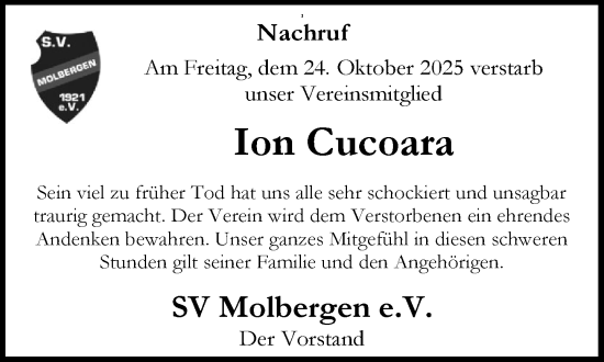 Anzeige von Ion Cucoara von OM-Medien