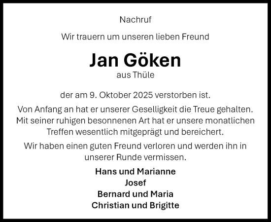Anzeige von Jan Göken von OM-Medien