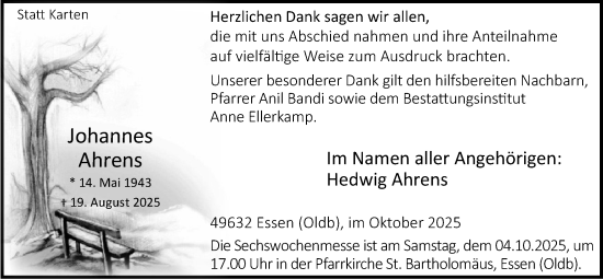 Anzeige von Johannes Ahrens von OM-Medien