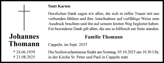 Anzeige von Johannes Thomann von OM-Medien