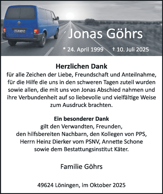Anzeige von Jonas Göhrs von OM-Medien