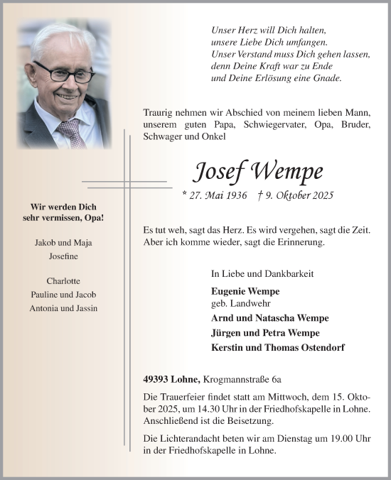 Anzeige von Josef Wempe von OM-Medien