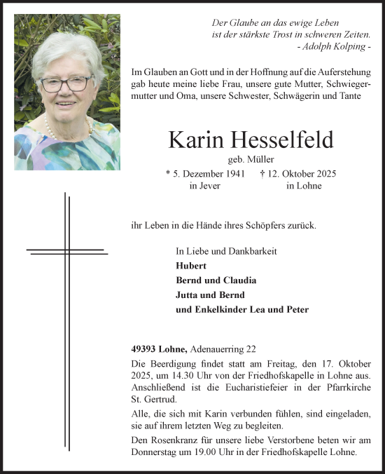 Anzeige von Karin Hesselfeld von OM-Medien