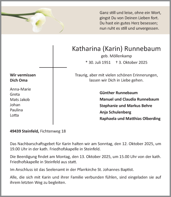 Anzeige von Katharina Runnebaum von OM-Medien